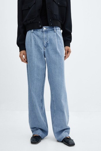 Straight Pleated Jeans