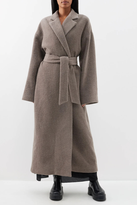 Wrap-Around Belted Bouclé Coat   from Raey