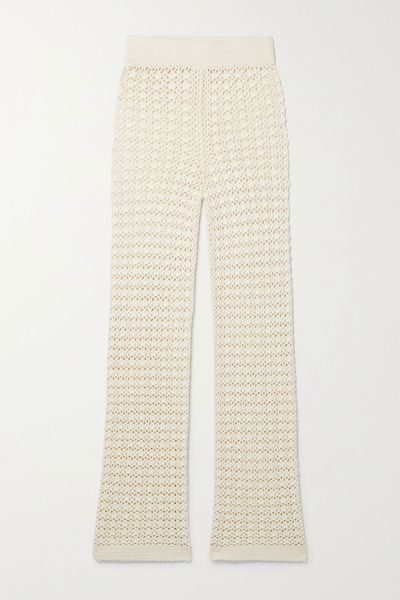 Lucy Crocheted Cotton Straight-Leg Pants from LESET 