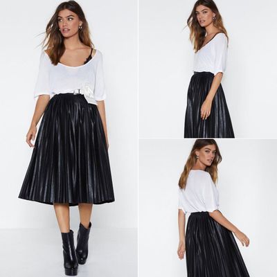 We Aim to Pleat Faux Leather Skirt