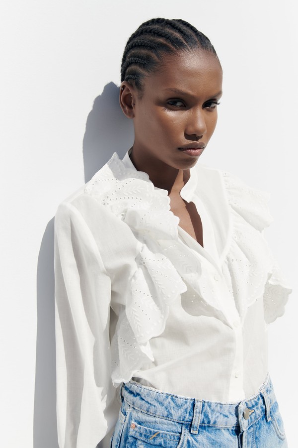 Cutwork Embroidery Top With Ruffles from Zara