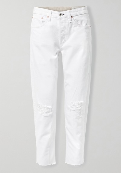 Rosa Distressed Organic Mid-Rise Straight-Leg Jeans from Rag & Bone