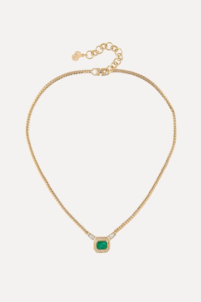 1980s Vintage Faux Emerald Necklace from Christian Dior