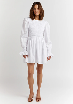 White Shirred Dress from Dissh
