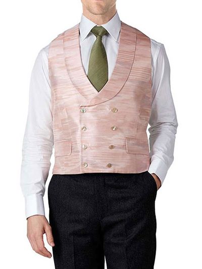 Ikat Silk Double Breasted 8 Button Shawl Lapel Waistcoat