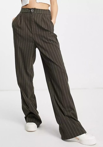 Brown Pinstripe Trousers from Stradivarius