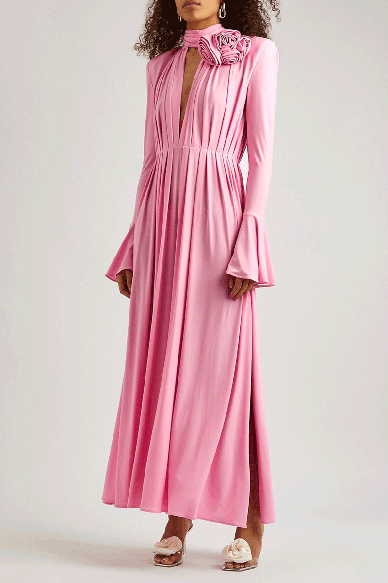 Pleated Floral Appliquéd Maxi Dress from Magda Butrym
