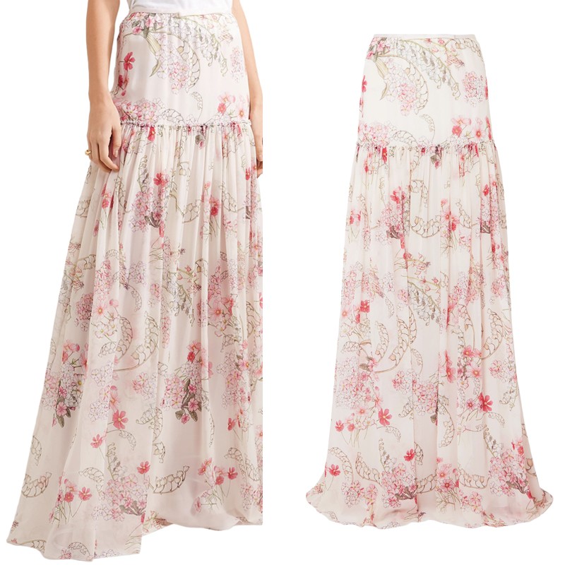 Floral-Print Silk-Chiffon Maxi Skirt from Giambattista Valli