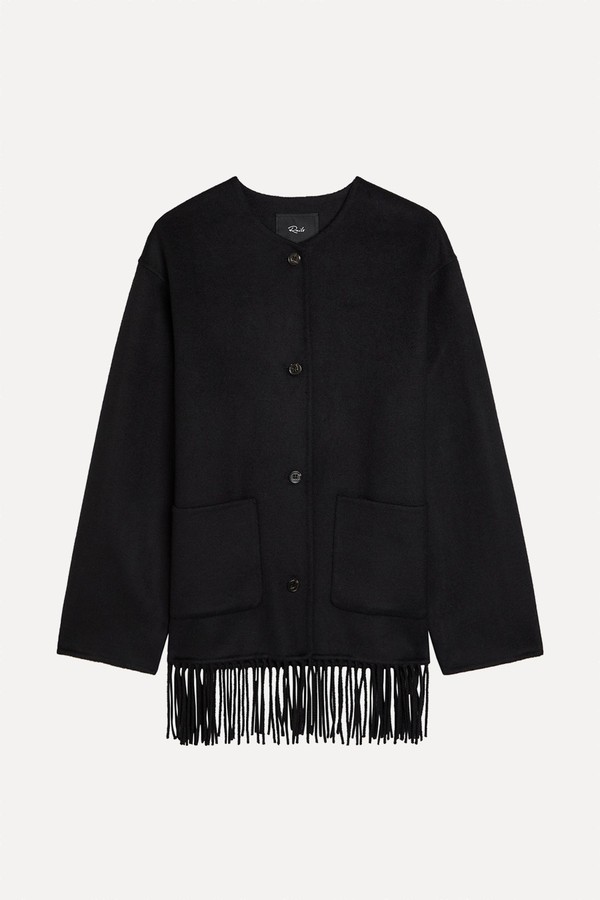 Tomoko Fringe Detail Wool Blend Coat from Rails