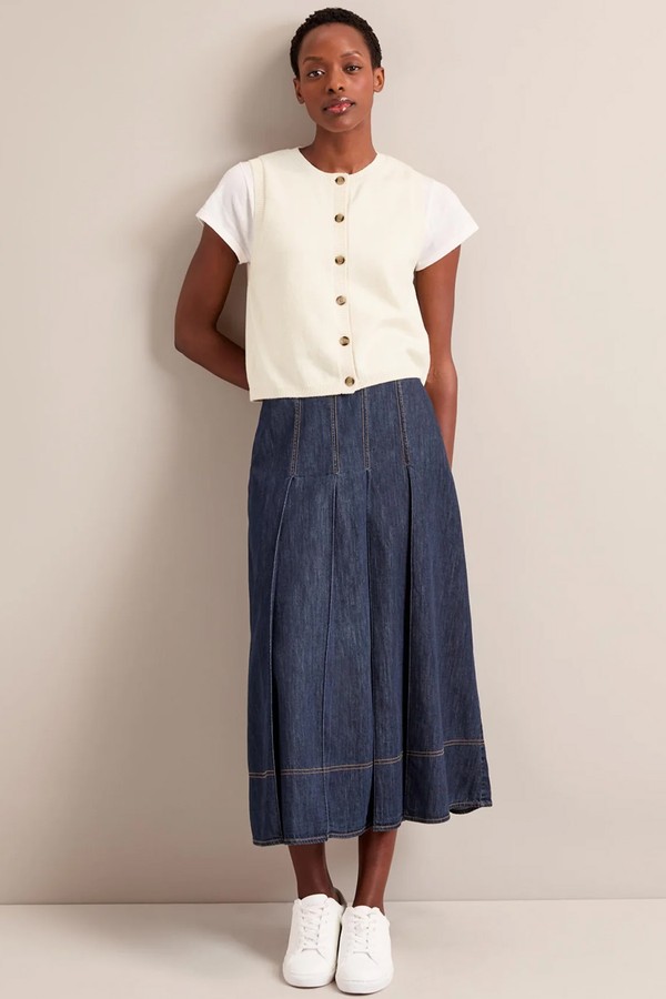 Sophia Denim Pleated Maxi Skirt from Cefinn