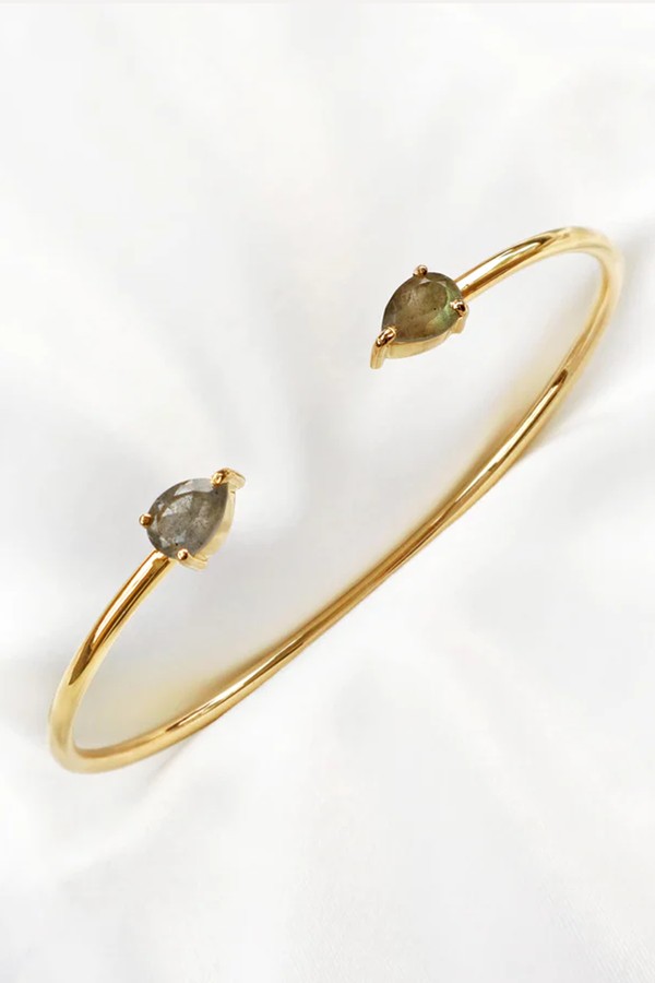 Labradorite Teardrop Cuff Bangle Bracelet  from Rani & Co.