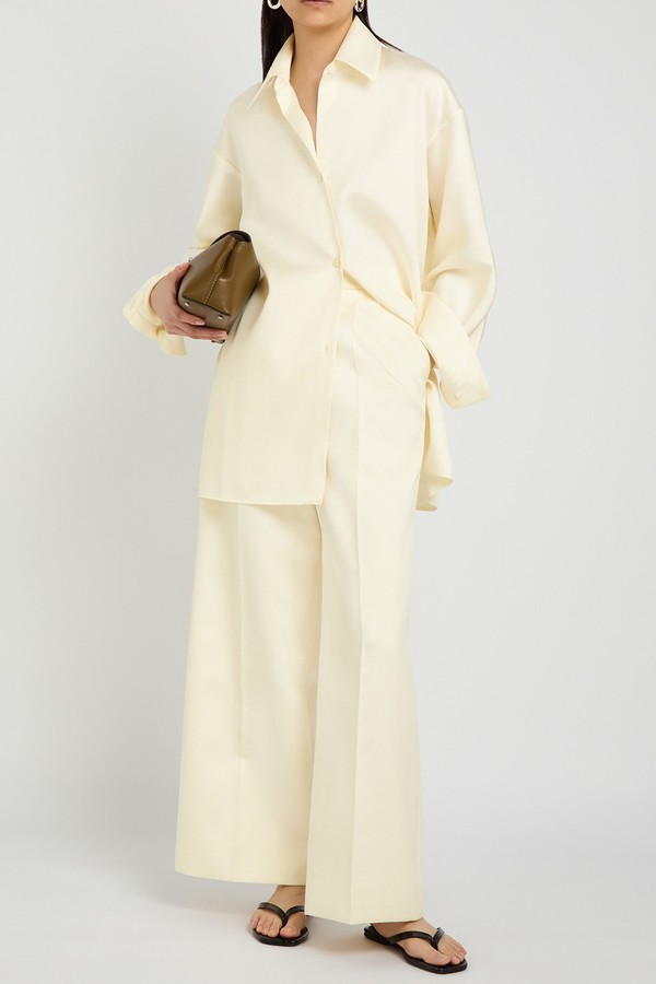 Dove Wide-Leg Woven Trousers from Voranida