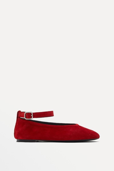 Soft Ballet Flats With Detachable Ankle Strap from Massimo Dutti