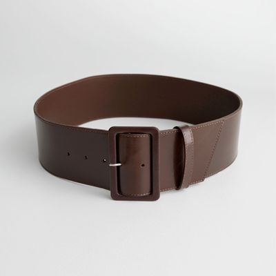 Wide Rectangle Buckle Leather Belt from & Other Stories