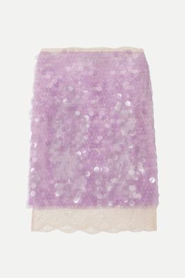 Helena Scalloped Sequined Lace Skirt from SIEDRÉS