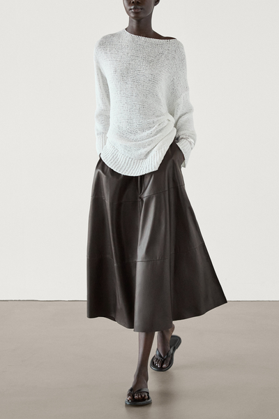 Nappa Leather Midi Skirt from Massimo Dutti