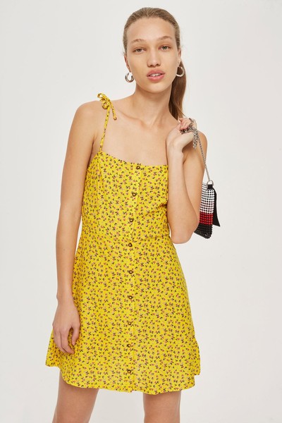 Ditsy Button Mini Slip Dress