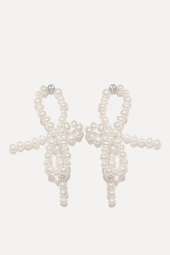 Loop The‐Loop Pearl & Zirconia Gold Vermeil Earrings 