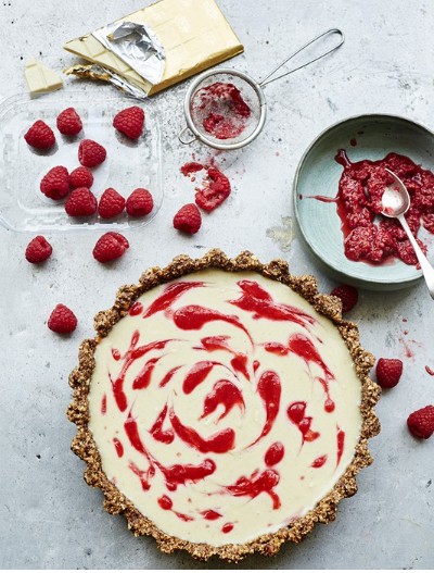 White Chocolate, Cardamom & Raspberry Tart