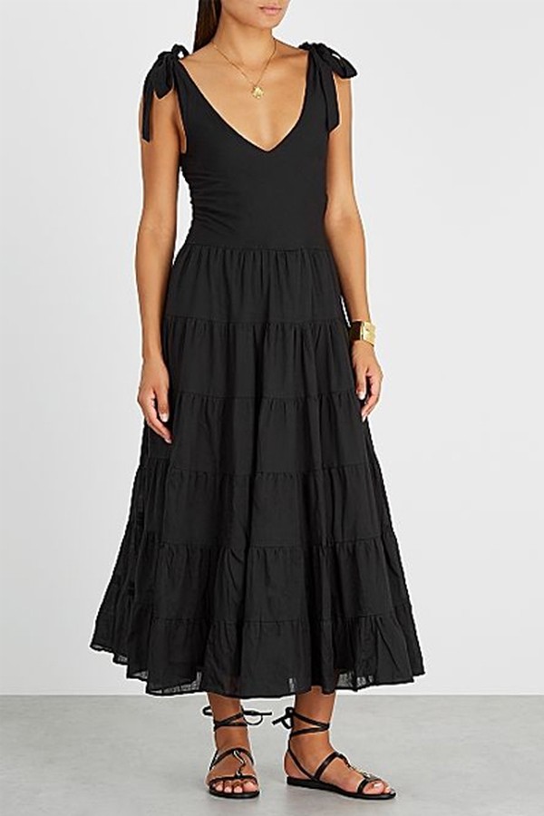 Elise Black Cotton Maxi Dress from Gimaguas