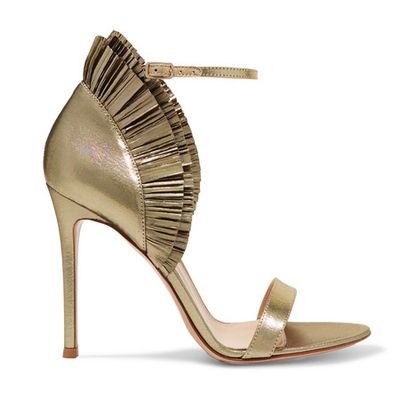105 Ruffled Lamé Sandals from Gianvito Rossi