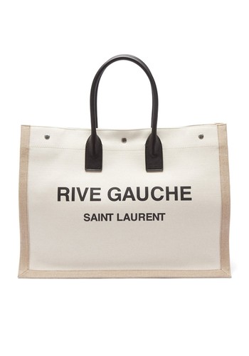 Rive Gauche Logo-Printed Linen-Blend Tote Bag from Saint Laurent