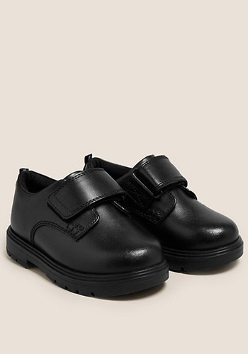 Leather Riptape School Shoes