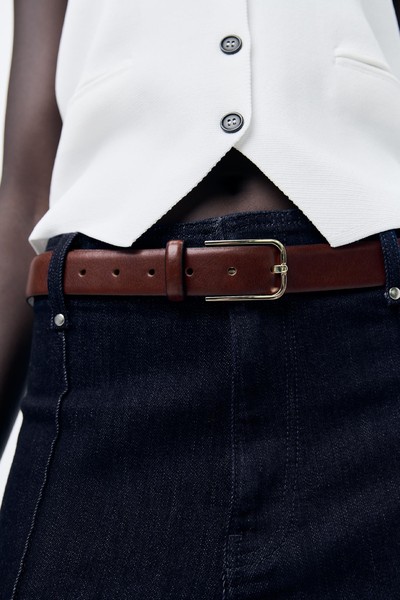 Leather Belt With Square Buckle from Zara