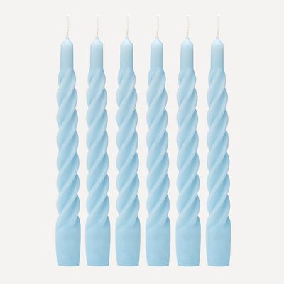 Matte Light Blue Twisted Candles from Anna + Nina