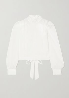 Tennyson Open-Back Broderie Anglaise Cotton-Voile Blouse from Reformation