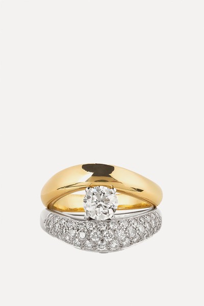 Pave & Gold Open Brilliant Diamond Ring