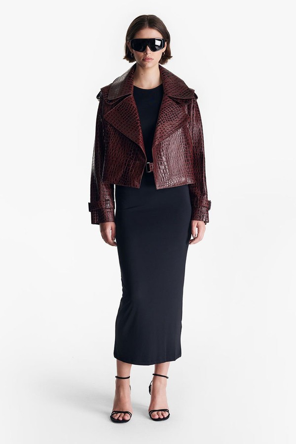 Croc Oversized Leather Jacket from De Savary London