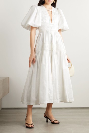 Fallingwater Tiered Gathered Cotton-Poplin Midi Dress from AJE.