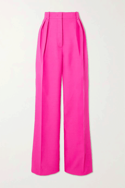 Pleated Wool And Silk-Blend Crepe Wide-Leg Pants from Valentino
