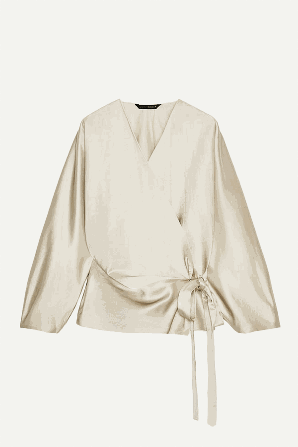 Wrap Blouse With Bow In Linen