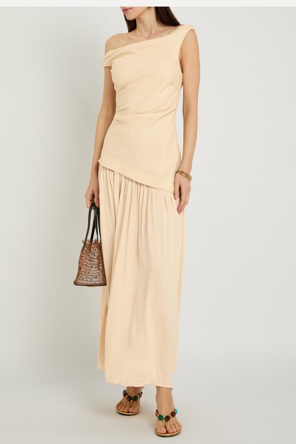 Roma Off-The-Shoulder Linen Maxi Dress from FAITHFULL THE BRAND