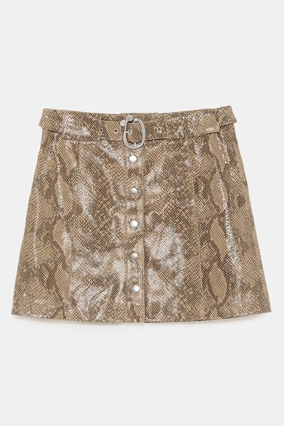 Snakeskin Print Leather Skirt from Zara