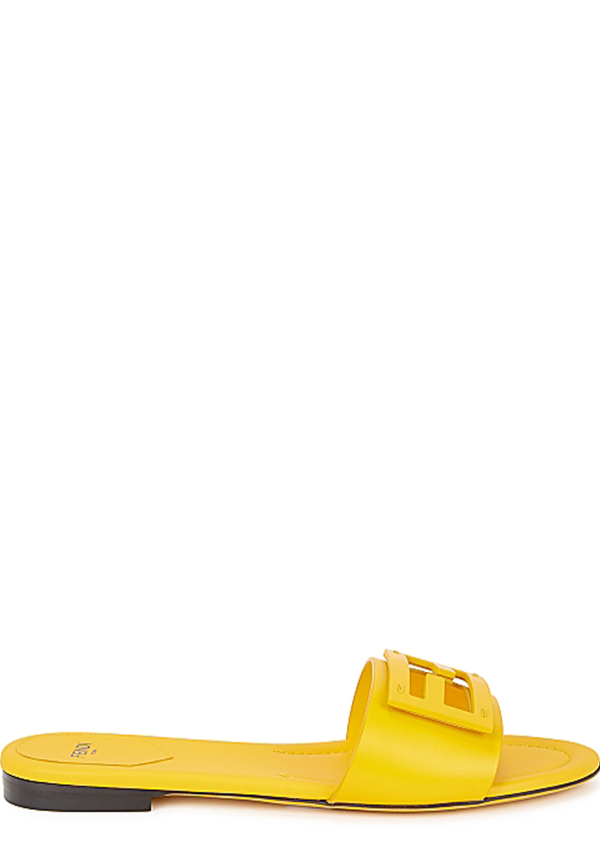 Signature Yellow Leather Slides from Fendi