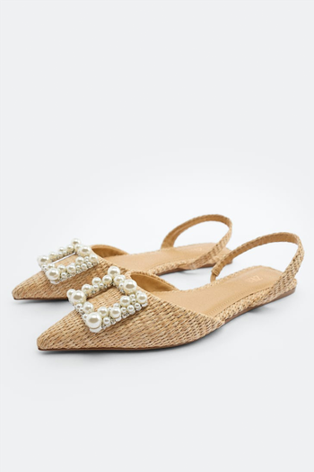 Embellished Flat Slingback Shoes