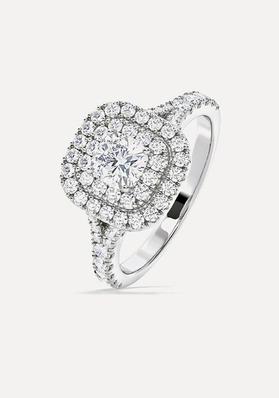 Anastasia Lab Diamond Halo Engagement Ring 18K White Gold 1.30ct G/SI1