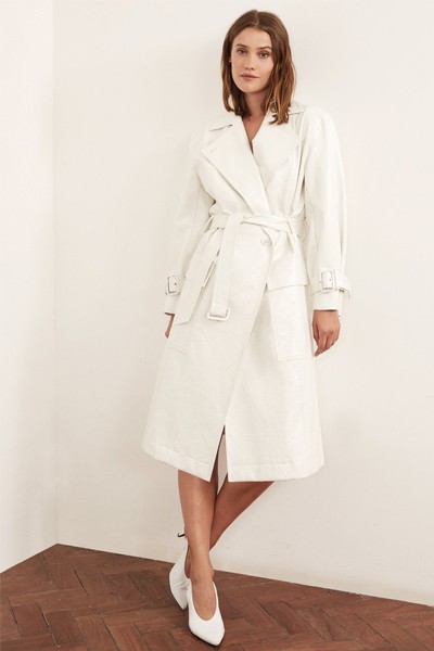 Justine Cream Vinyl Trench Coat from Kitri