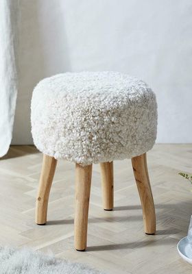 Curly Sheepskin Stool Pearl Seat Chair