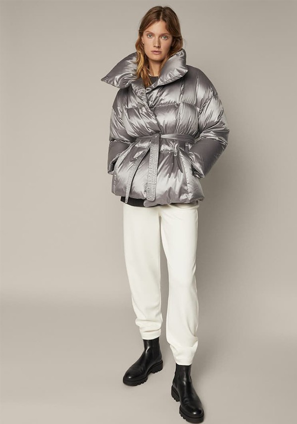 Down Puffer Jacket With Belt from Massimo Dutti