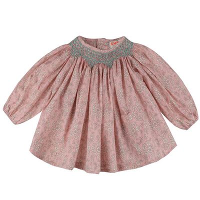 Joan Of Arc Blouse Liberty Pink Capel With Mint Smocking from Smock London