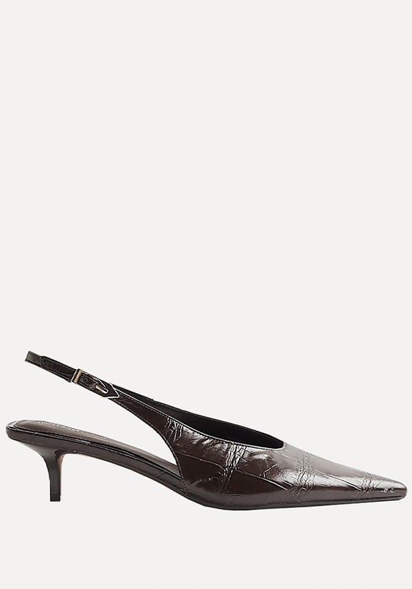 Croc Print Sling Back Court Heels