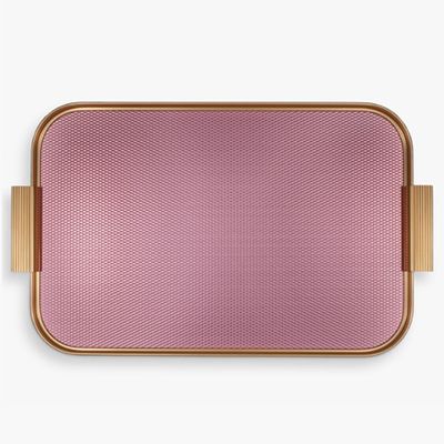 Ribbed Tray In Pink/Rose Gold from Kaymet