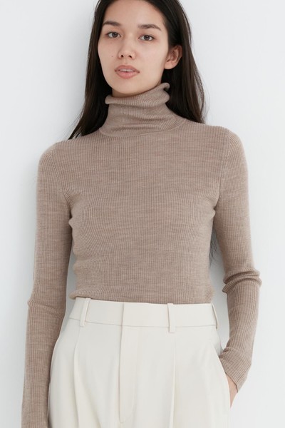 Extra Fine Merino Ribbed Turtleneck Jumper from Uniqlo