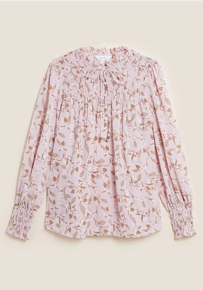 Ditsy Floral Tie Neck Long Sleeve Blouse from Marks & Spencer