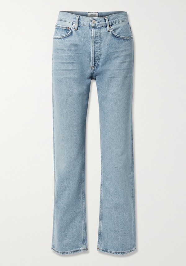 Lana Distressed Organic Mid-Rise Straight Leg Jeans from AGOLDE