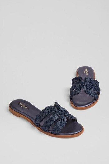 Riley Navy Metallic Rope Flat Mules from LK Bennett